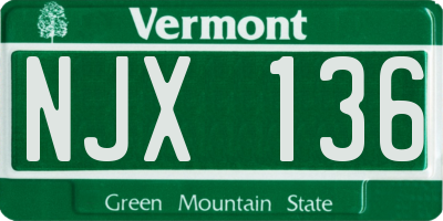 VT license plate NJX136