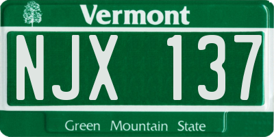VT license plate NJX137