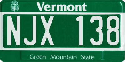 VT license plate NJX138