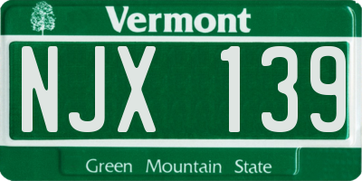 VT license plate NJX139