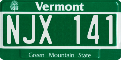 VT license plate NJX141