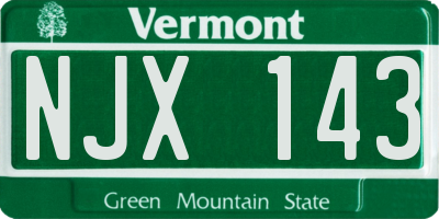VT license plate NJX143
