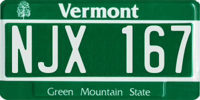 VT license plate NJX167