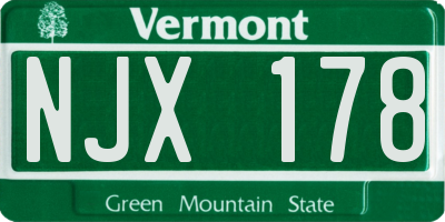 VT license plate NJX178