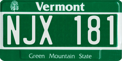 VT license plate NJX181