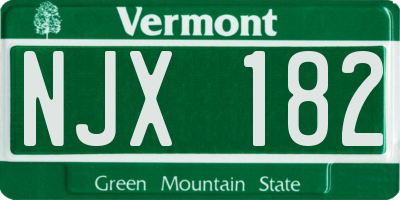 VT license plate NJX182