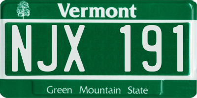 VT license plate NJX191