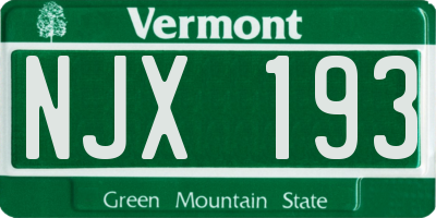 VT license plate NJX193