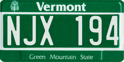 VT license plate NJX194