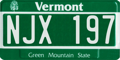 VT license plate NJX197