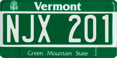 VT license plate NJX201