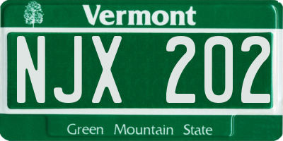 VT license plate NJX202
