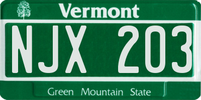 VT license plate NJX203