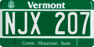 VT license plate NJX207