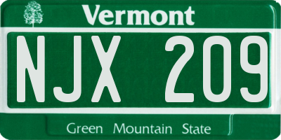VT license plate NJX209