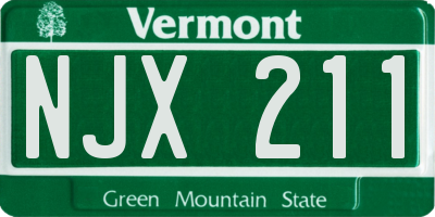 VT license plate NJX211