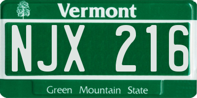 VT license plate NJX216
