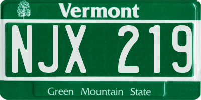 VT license plate NJX219