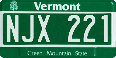 VT license plate NJX221