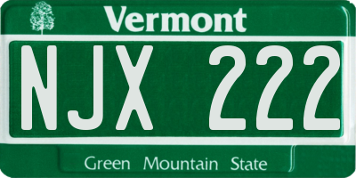 VT license plate NJX222