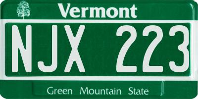 VT license plate NJX223