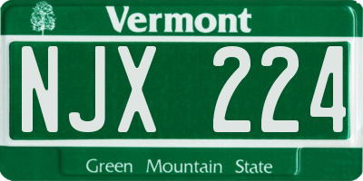 VT license plate NJX224