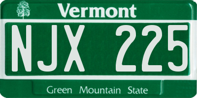 VT license plate NJX225