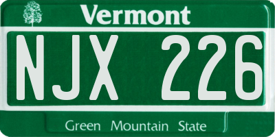 VT license plate NJX226