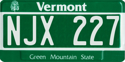 VT license plate NJX227