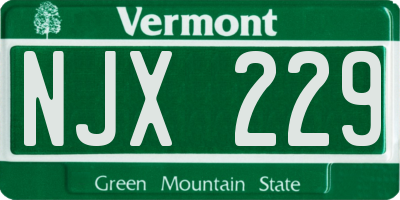 VT license plate NJX229
