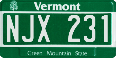 VT license plate NJX231