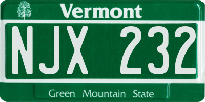 VT license plate NJX232