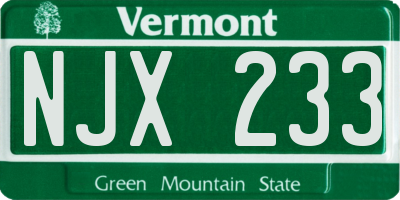 VT license plate NJX233