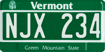 VT license plate NJX234