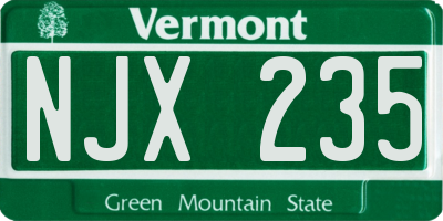 VT license plate NJX235