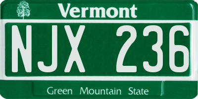 VT license plate NJX236