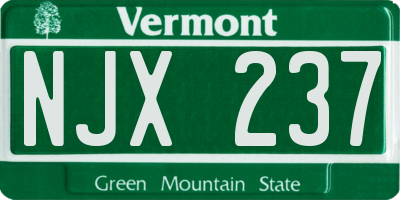 VT license plate NJX237