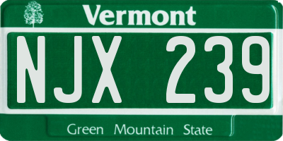 VT license plate NJX239