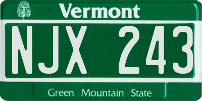 VT license plate NJX243