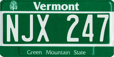 VT license plate NJX247