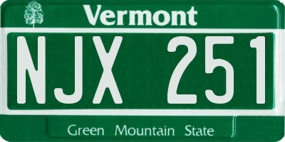 VT license plate NJX251