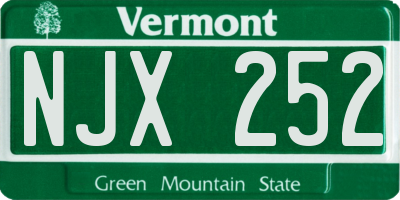 VT license plate NJX252