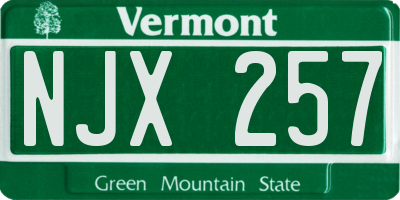 VT license plate NJX257