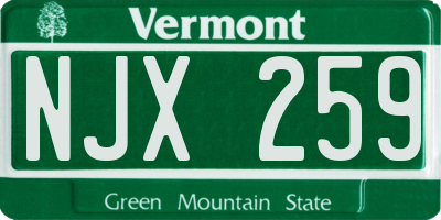VT license plate NJX259