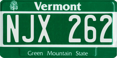 VT license plate NJX262