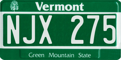 VT license plate NJX275