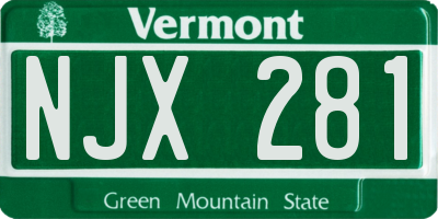 VT license plate NJX281