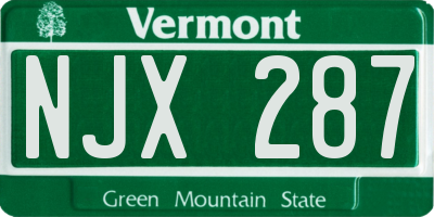 VT license plate NJX287