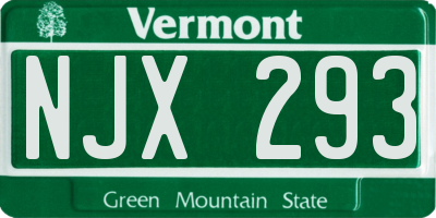 VT license plate NJX293
