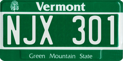 VT license plate NJX301